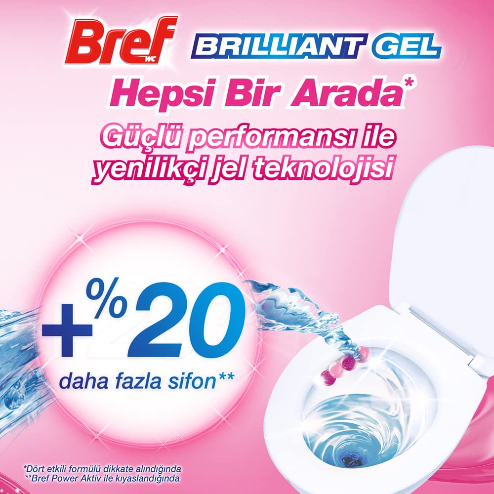 Bref WC Brilliant Tuvalet Temizleme Jel Çiçek Kokulu 2'li 2 x 42 g, Jel Çiçek 2