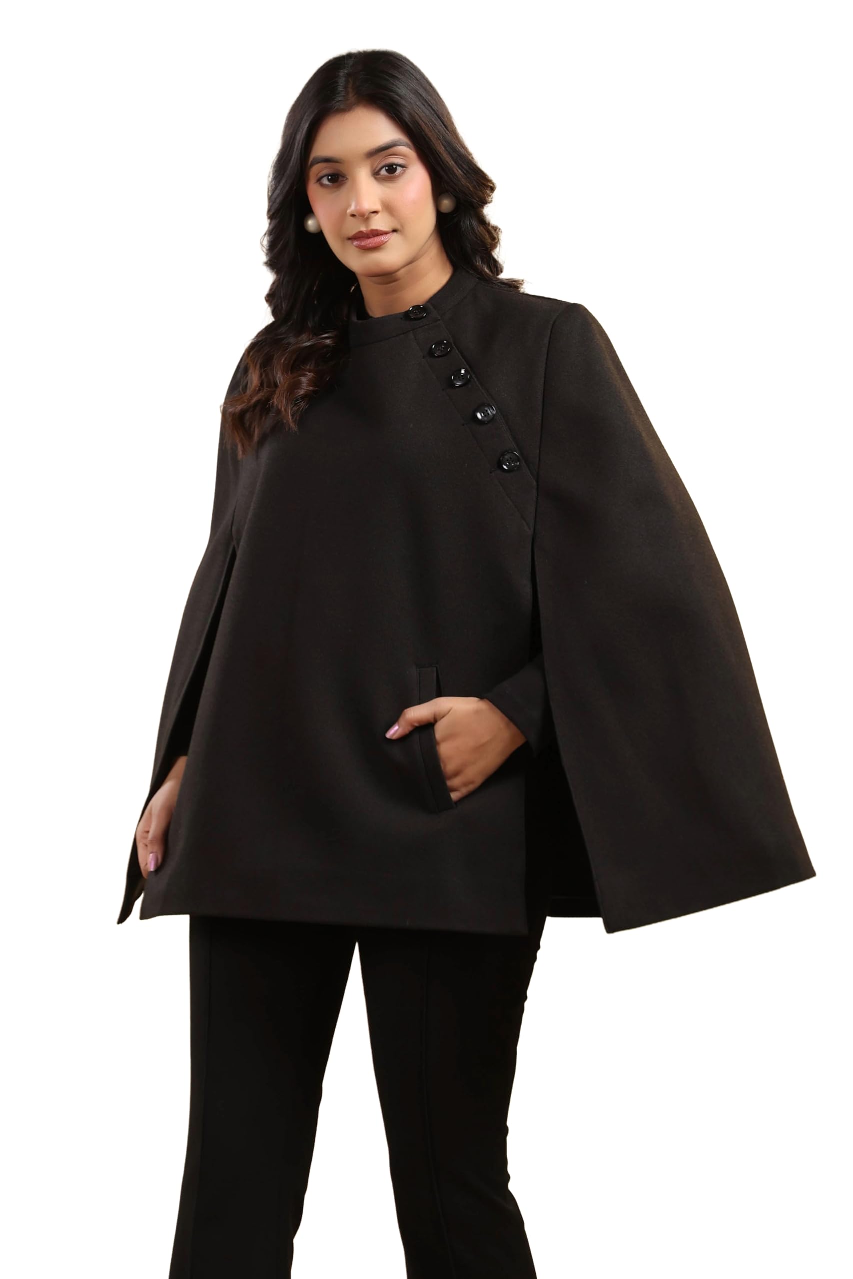 zamour Women's Tweed Luxury Cape Jacket Shrug for Winters-picture-15
