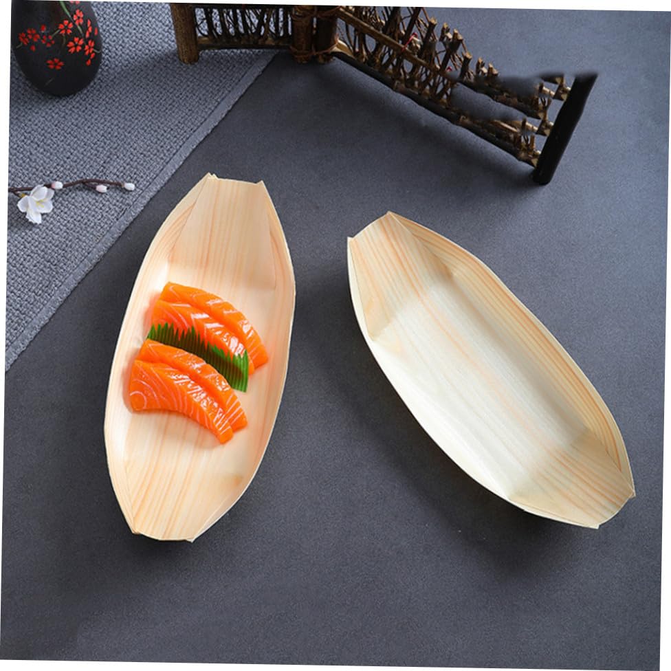 Platos desechables de madera para sushi 7 pulgadas x50 miniatura 7