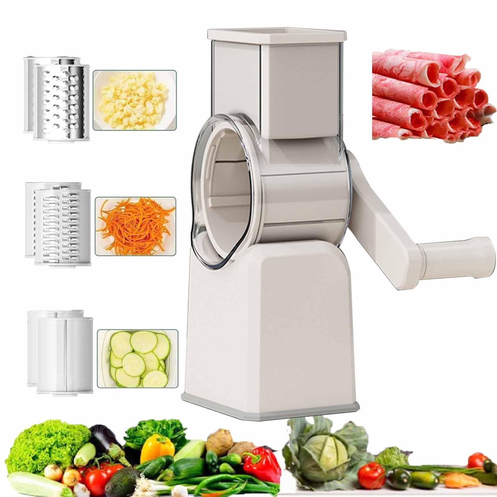 Robot culinaire manuel avec plusieurs lames pour râper et hacher efficacement les légumes