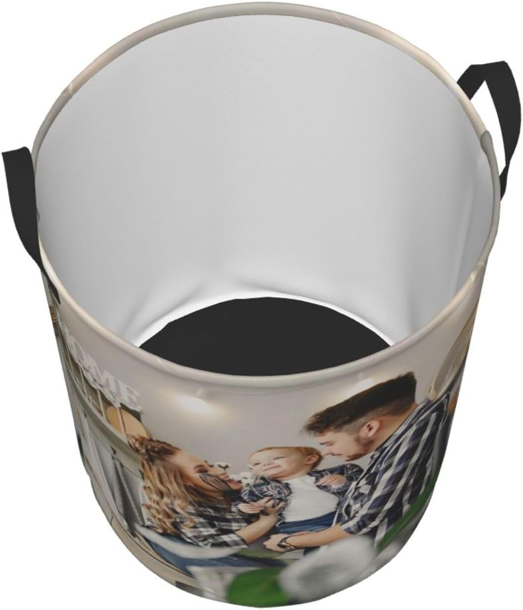 Custom Laundry Hamper with Name Photo Text Logo. Personalized Laundry Basket Personalized Dirty Clothes Storage Basket with Handles for Bathroom Bedroom (S) - Image 4