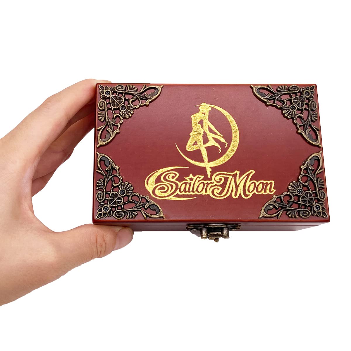 Youtang Jewelry Music box with Mirror Carved Wood Musical Box Wind up Gift Box (Melody:Moonlight Densetsu, Gold movement) - Image 3