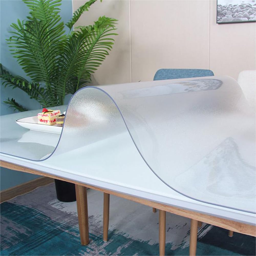 Schreibtischunterlage aus PVC, transparent/mattiert, rechteckig, wasserdicht, Tischschutz, Büro, Zuhause, Schule, Schreibtischunterlage, Maus, Laptop, Matte (Frosted 2 mm, 100 x 100 cm)