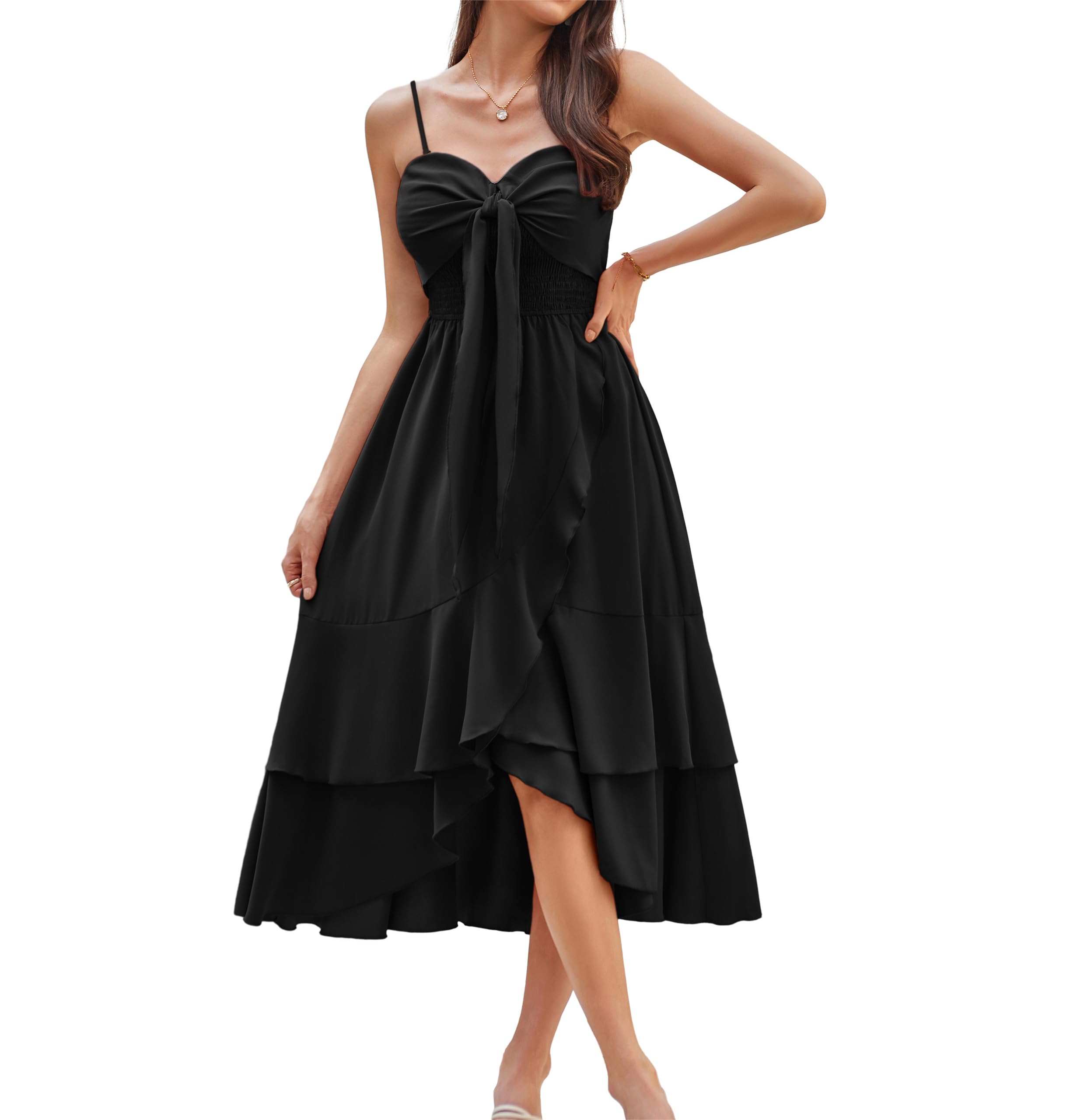 GRACE KARIN Vestido de verano para mujer, sin mangas, con tirantes finos, informal, línea A, con escote en forma de corazón, vestido de playa, vestido largo para el tiempo libre