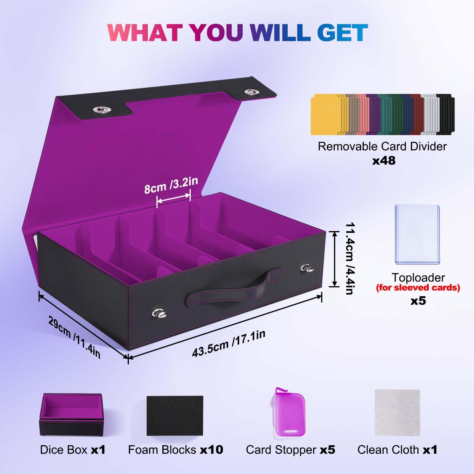 UAONO Sammelkarten-Aufbewahrungsbox mit Commander-Display, 5-reihige Magic Card Box mit Griff und Verriegelung aus Aluminiumlegierung für 3900+ unsleeved Karten, passend für MTG PTCG TCG Sportkarten