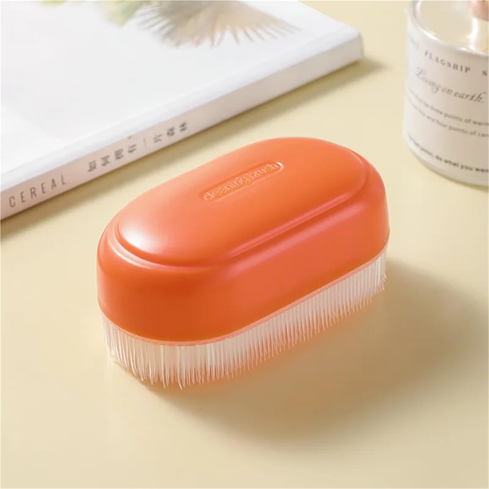 Multifunctional clothing cleaning brush, home laundry brush, special soft bristle brush for shoes, simple home laundry cleaning tool(Orange)