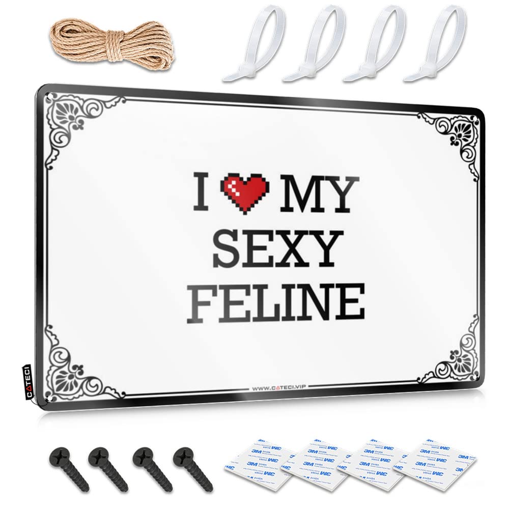 Fzfn Colour Decoration Haves Funny I Love My Sexy Feline For Workshop - Cats Customizable(20X30cm)