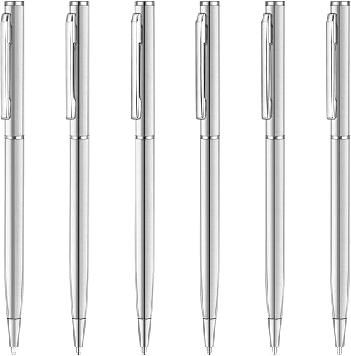 Unibene Bolígrafos retráctiles delgados de acero inoxidable, bonito regalo para negocios, oficina, estudiantes, profesores, boda, Navidad, punta