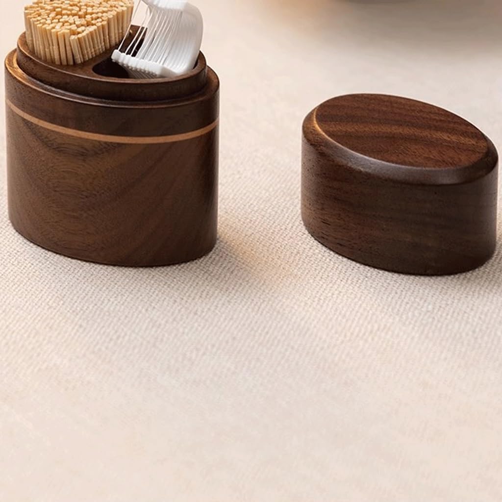 Zahnstocherhalter Massivholz-Zahnstocherbox, Haushaltszahnstocherröhre, Zahnseide, Wattestäbchen, Aufbewahrungsbox Zahnstocherhalter-Spender