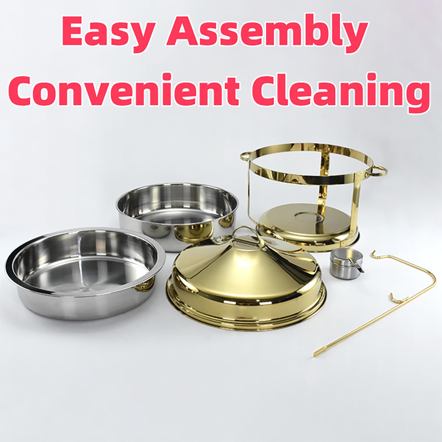 Juego de platos de acero inoxidable, 4,5/9 L, con sartenes colgantes y soportes de combustible para fiestas, restaurantes, hoteles, solución perfecta para catering