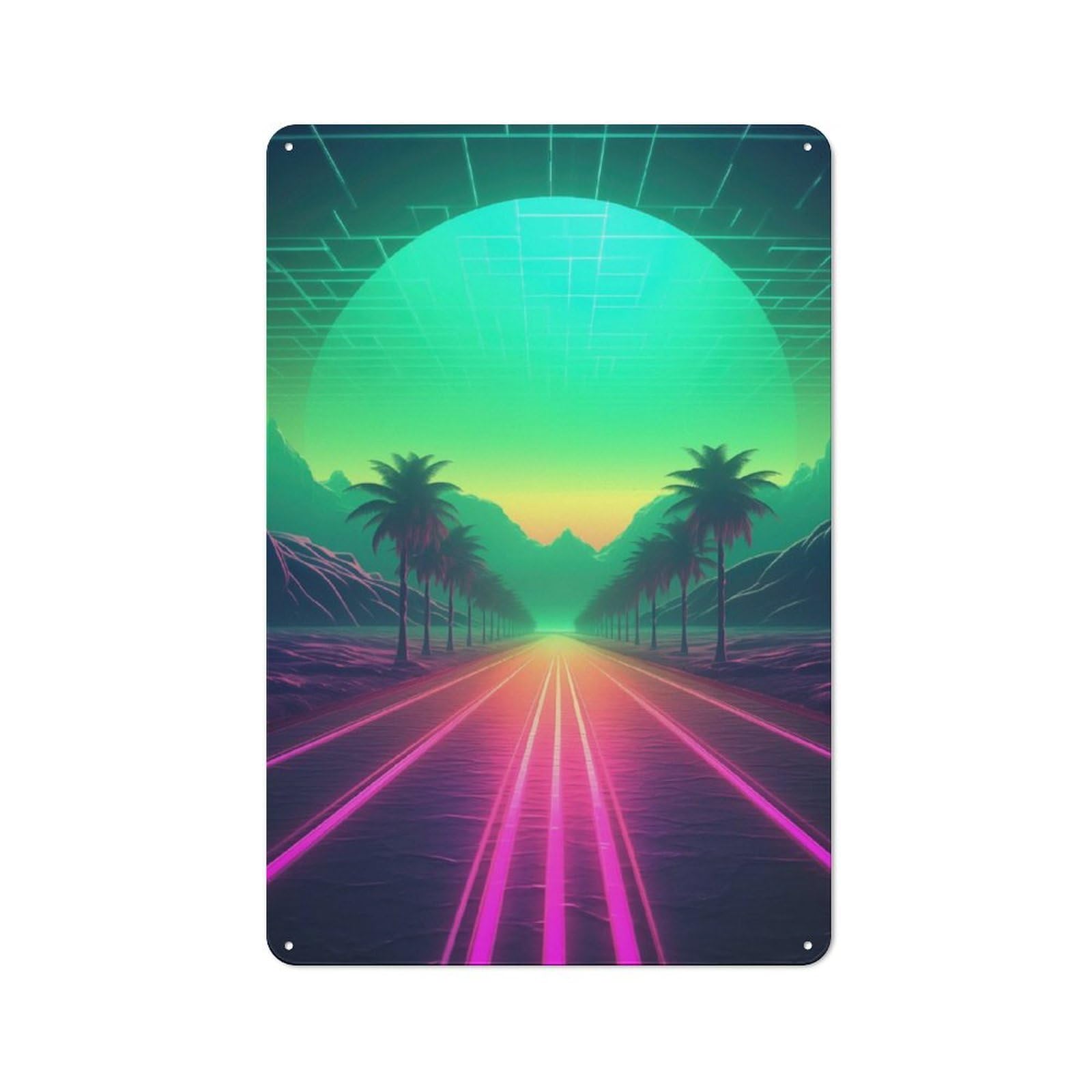 Junmoney Abstract Synthwave Dreams Retro Printed Metal Sign 30X20cm For Garage Or Workshop, For Garage, Workshop And Man Cave Decoration