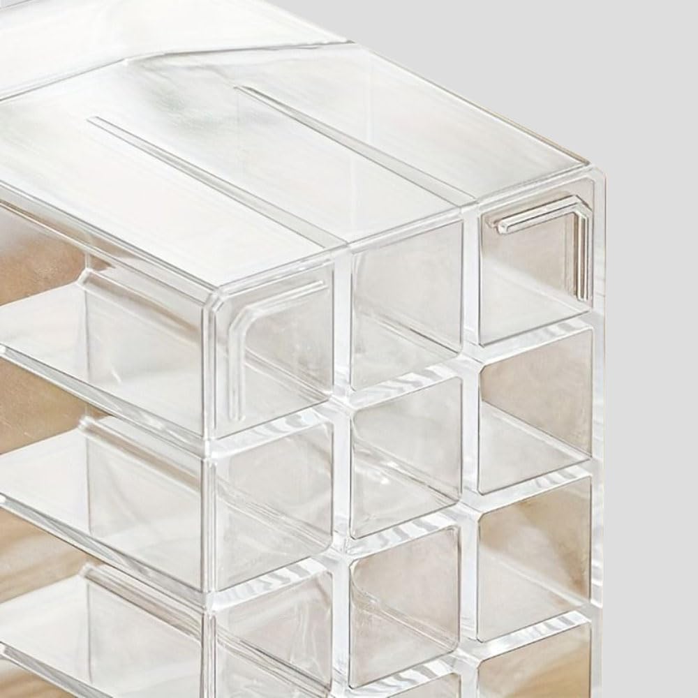 zaoalife Acrylic Makeup Brush Holder, Clear Cosmetic Brush Storage Box, Makeup Brush Case with Dust Cover, Visible Clear Lip Gloss Container, Cosmetic Storage Drawers Box For Women