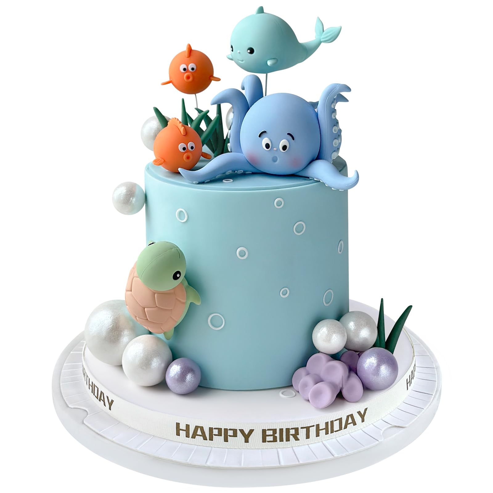 17 PCS Under the Sea Cake Decorations Ocean Animals Cake Topper with Cake Balls Decorations for Under the Sea Theme Boys Girls Baby Shower Birthday