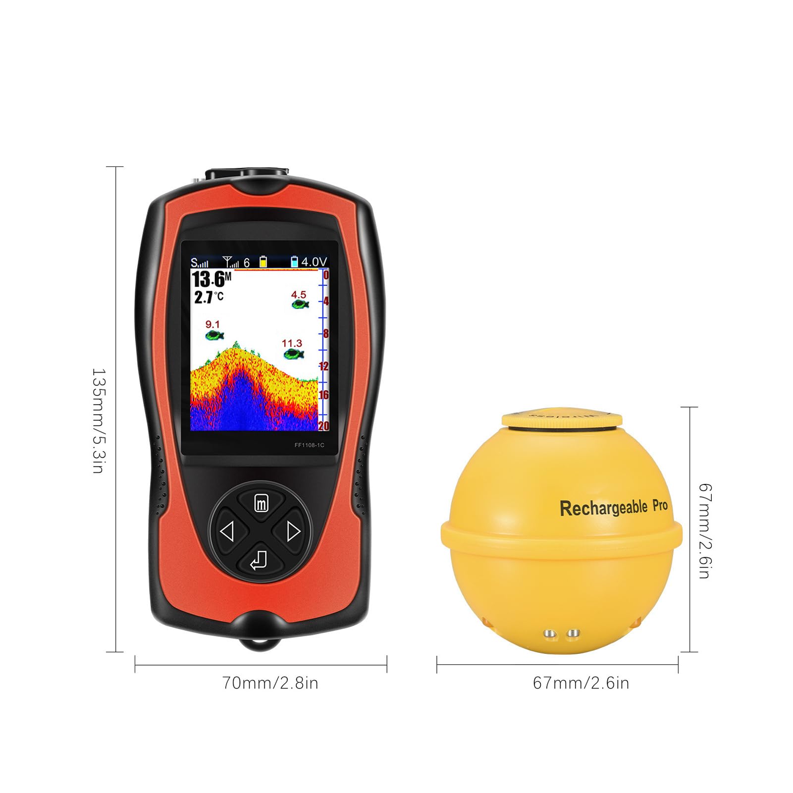BuyWeek Ecoscandaglio portatile per pesci con sensore sonar e schermo LCD per la pesca all'aperto