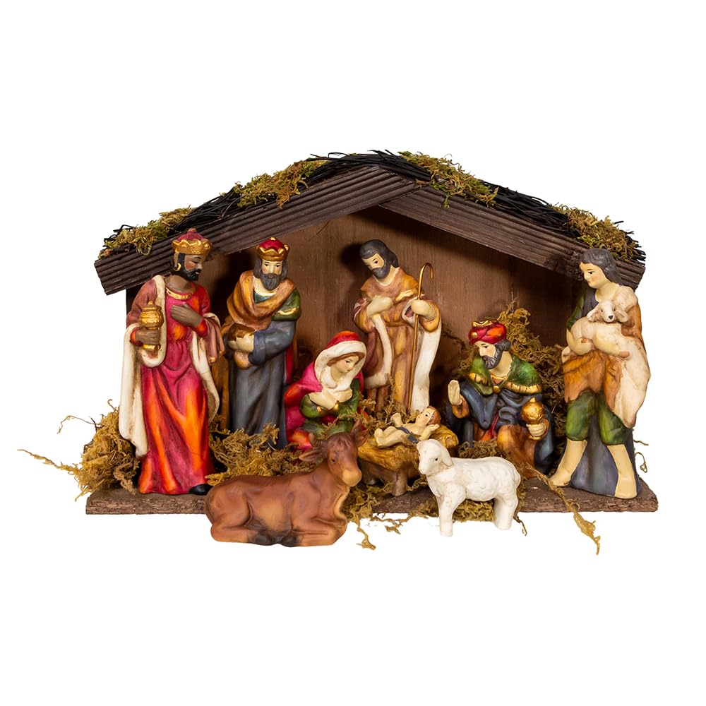 Figuras de belén de porcelana Kurt S. Adler un regalo de Navidad tradicional con establo