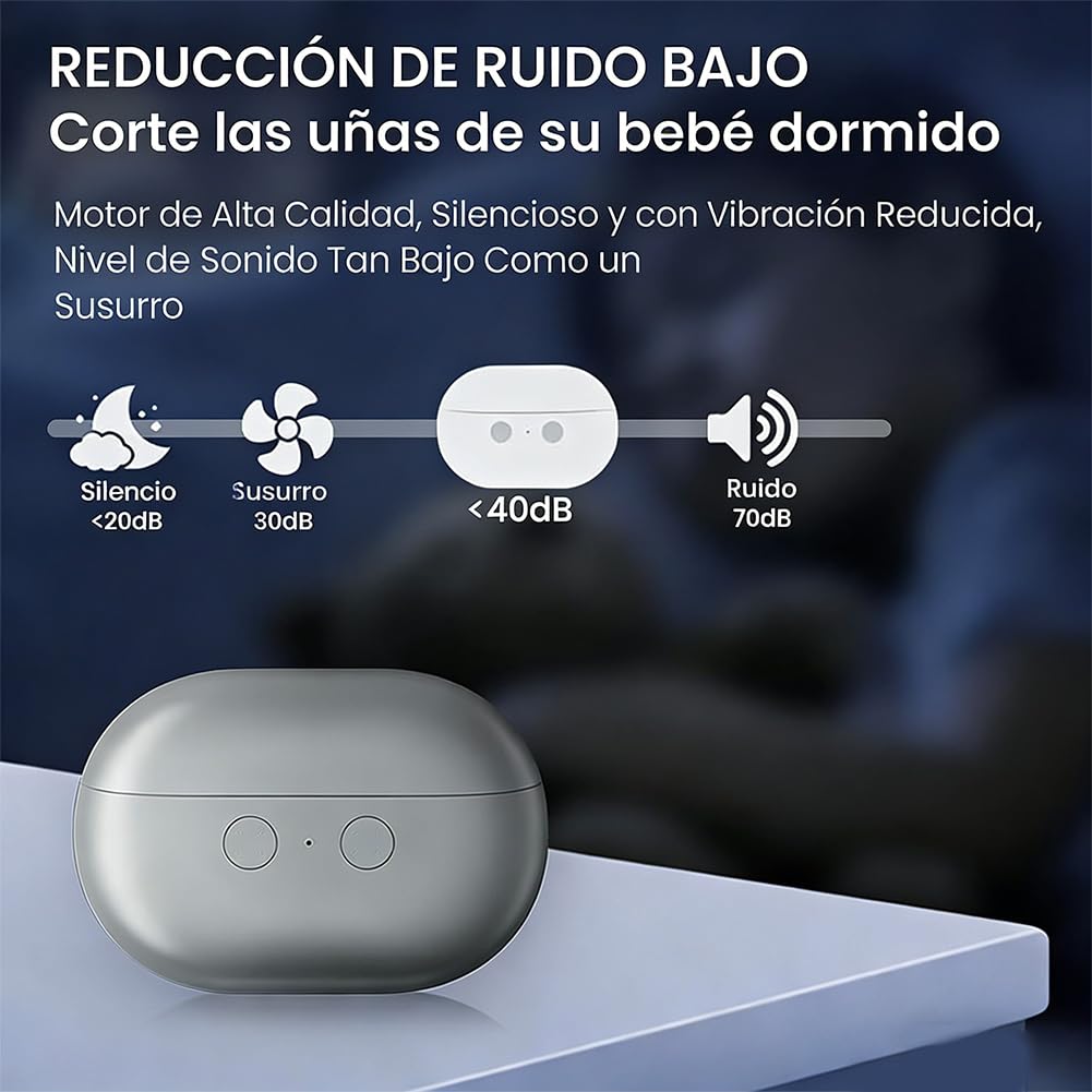 Cortauñas Electrico Pies y Manos con Luz LED Integrada, Incluye 2 Accesorios de Pulido para Uñas, Ideal para Adultos, Mayores y Personas con Movilidad Reducida (Negro)