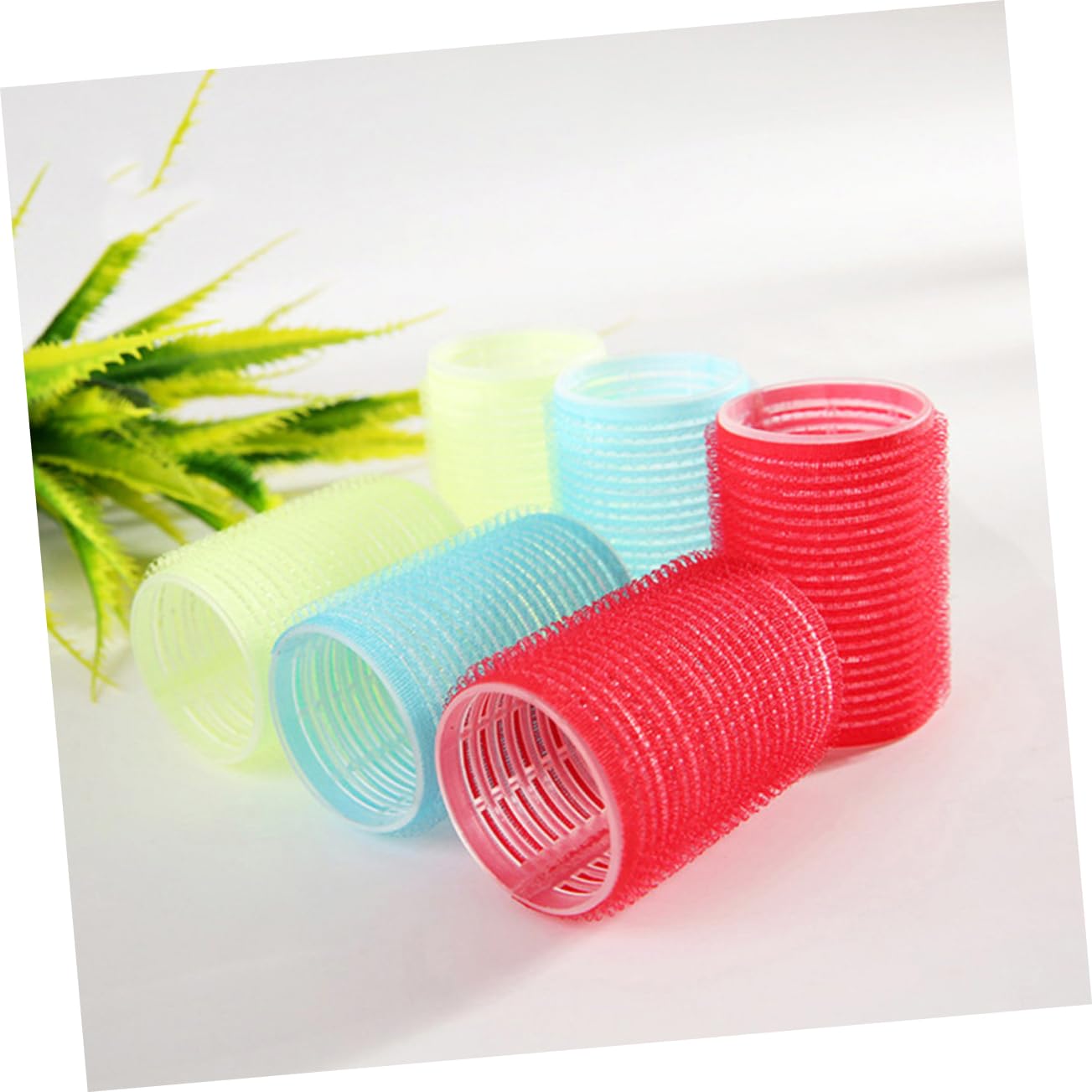 NIYANGLE 12pcs Self Adhesive Plastic Hair Curlers for Women and Big Wave Hair Rollers Styling Tools for DIY Curls and Textures Random Color