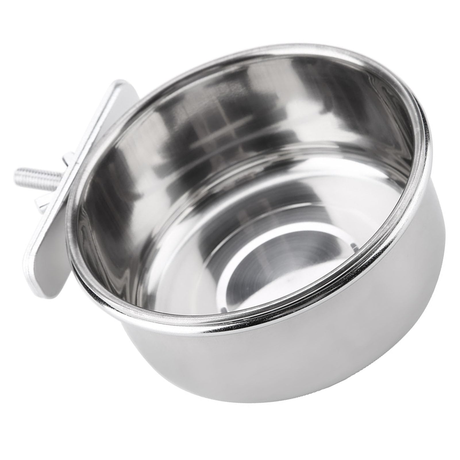 Appendere cibo regolabile acqua cibo ciotola di alimentazione in acciaio inox pappagallo parrocchetto alimentatore gabbia per uccelli accessorio bere tazza(M)
