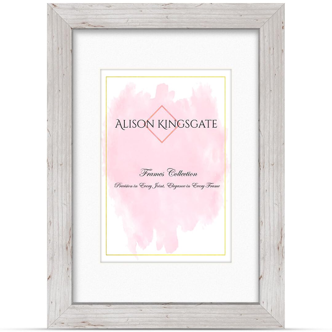 Alison Kingsgate A3 White rustic Picture Frame with Mount for A4 Photos
