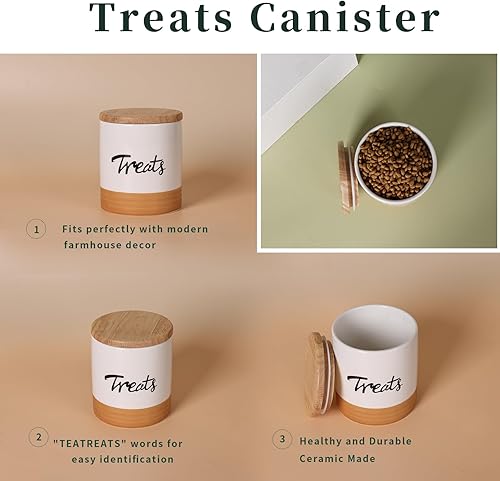Miniatura 3 de LEETOYI Recipiente para golosinas para gatos con tapa, tarros de cerámica para perros, decoración de cocina de granja, organizador de almacenamiento