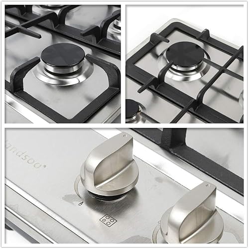 Miniatura 6 de Estufa de gas Gas Gas GLPG, Quemador de estufa de vidrio templado, 4 quemadores, parrilla de gas integrada (4 quemadores, 23 x 20 pulgadas)