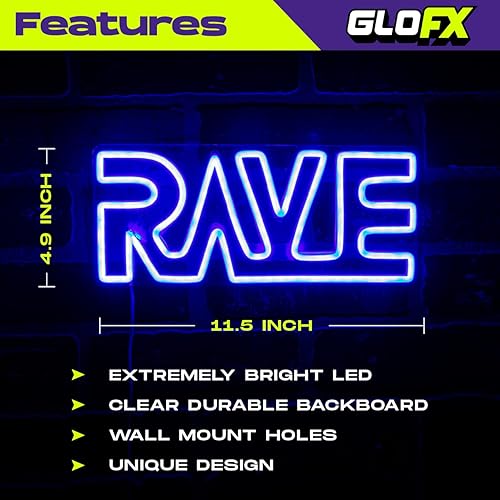 Miniatura 3 de Letrero LED Blue Rave  Letrero de neón para decoración de pared  Letrero de neón LED alimentado por USB  Pequeño letrero de enchufe para pared o