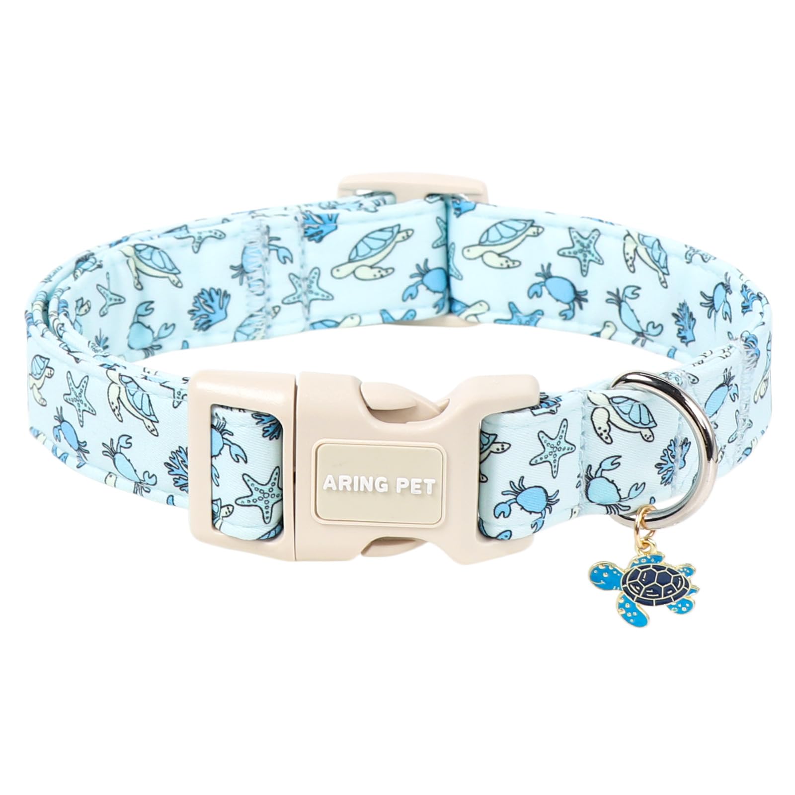 ARING PET Summer Dog Collar, Cute Blue Ocean Coastal Beach Theme Doggy Collars for Puppy Small Medium Large Boy Girl Dogs Pet, for Daily Photos Beach Walking Hiking Picnic-S ā image 1