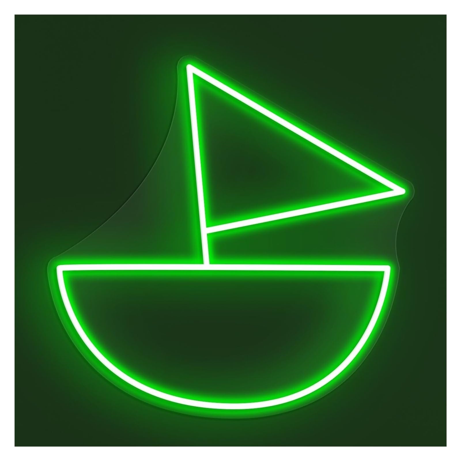 Rongch Green Hanging Art Signs Sailboat Neon Sign Handmade, Suitable For Beach Bar Decor With Brightness Adjustable 38Cm(Green)
