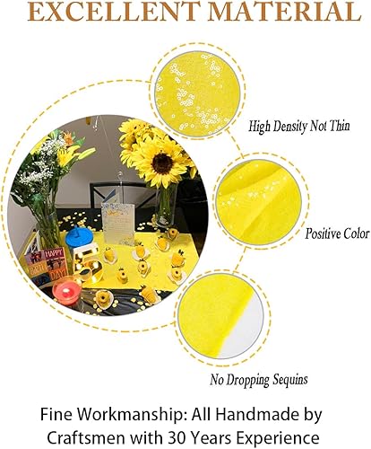 Miniatura 4 de ShinyBeauty Camino de mesa amarillo de 5 piezas para decoración del hogar, camino de mesa de lentejuelas de 12 x 108 pulgadas, amarillo para bodas,