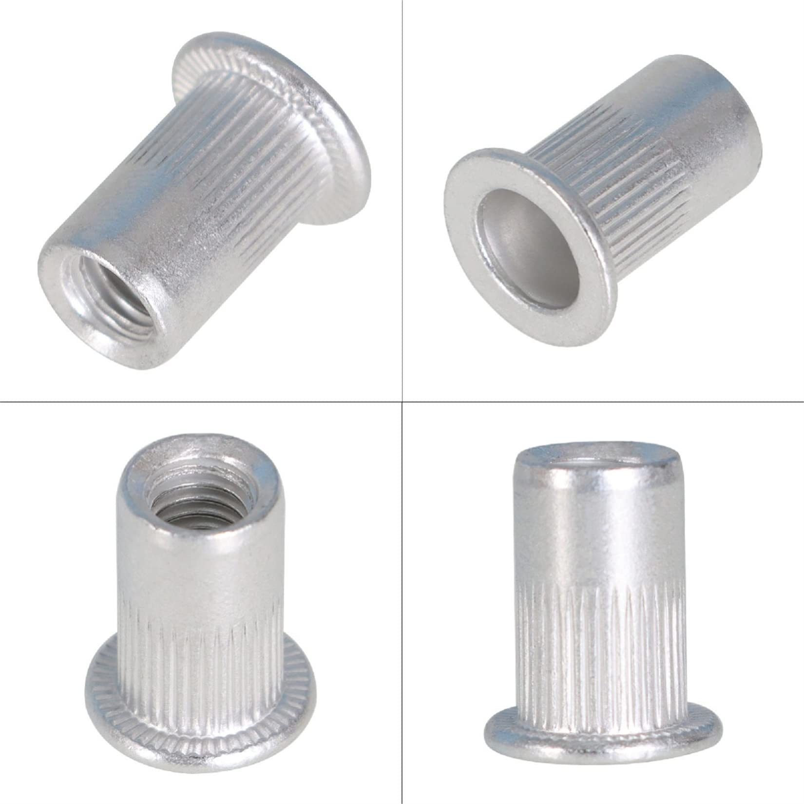 Snapklik.com : 100Pcs M6 Rivet Nuts Kit Metric Aluminum Flat Head ...
