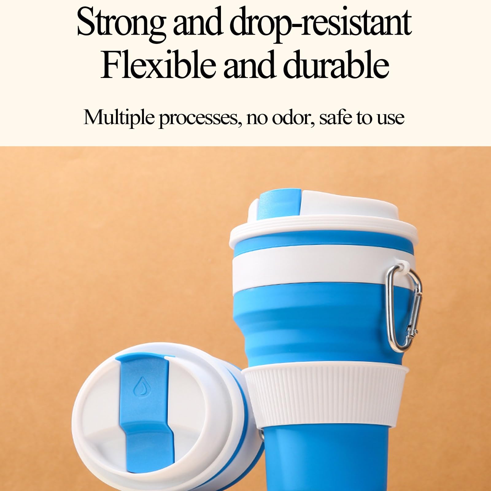 gobelet pliable, Silicone portable, étanche, réutilisable, comprend un mousqueton, idéal for le café, thé, la randonnée, camping et les activités de plein air(Green,L)