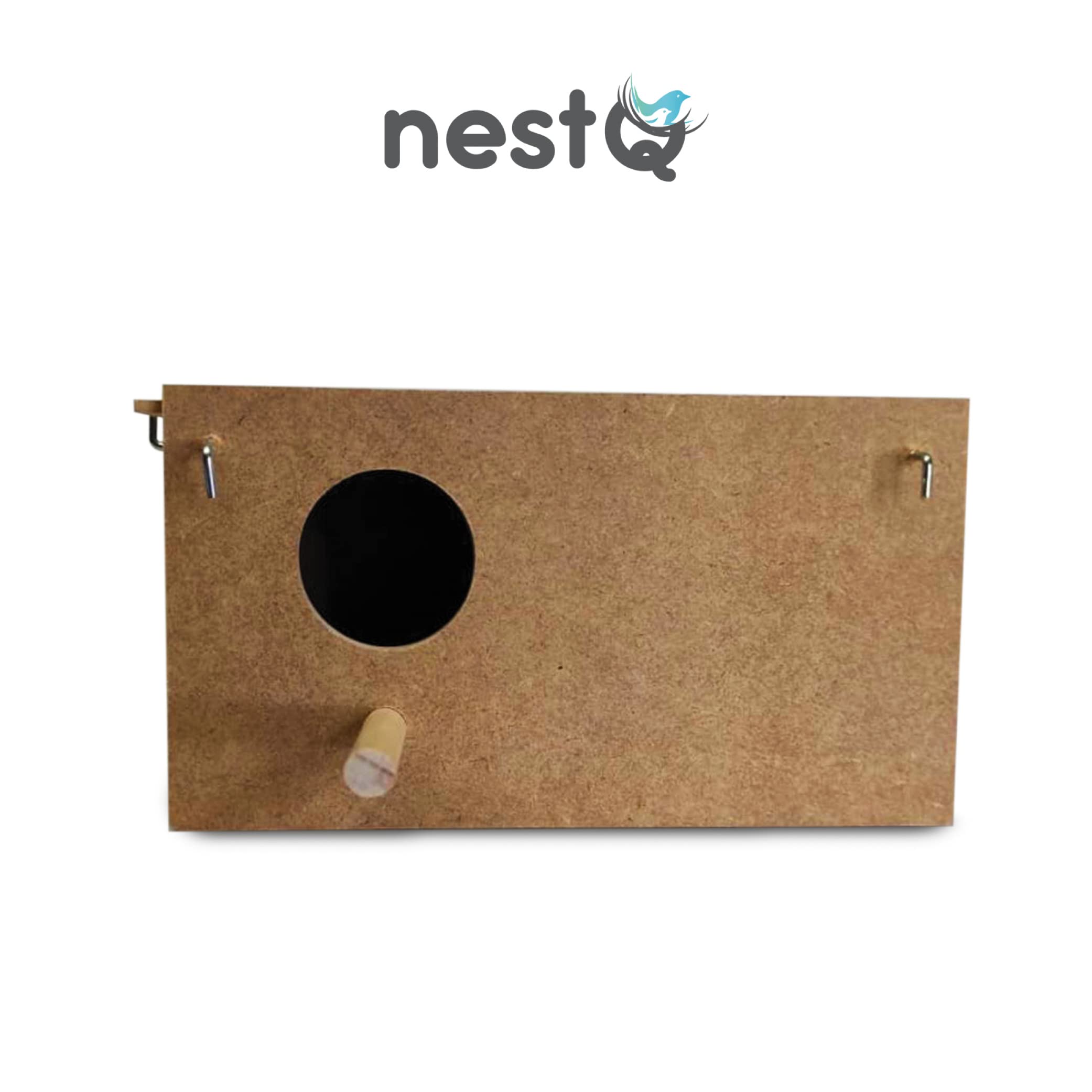 Nido per pappagallini in legno 20x11x11 cm con ganci per gabbia