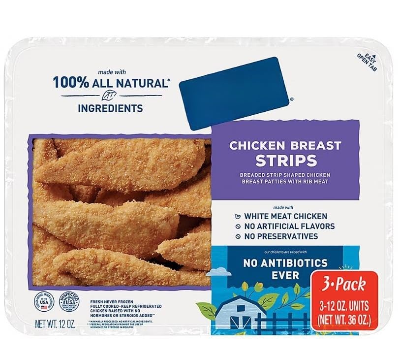 Chicken Breast Strips are fully cooked and ready in a matter of minutes. Made with only white meat chicken, no fillers, and coated with a crispy, seasoned breading, they're an easy, flavorful weeknight staple you can feel great about feeding your family. Dip them in your favorite sauce, or add them to salads and pastas; the possibilities are endless! At Perdue, they're hungry for better chicken and that means paying attention to all of the details, no matter how big or small. They believe their practices – like providing healthy feed and a happy environment for their chickens – lead to better-tasting chicken. 3 PK [ 36 oz , 2.25 lb ]