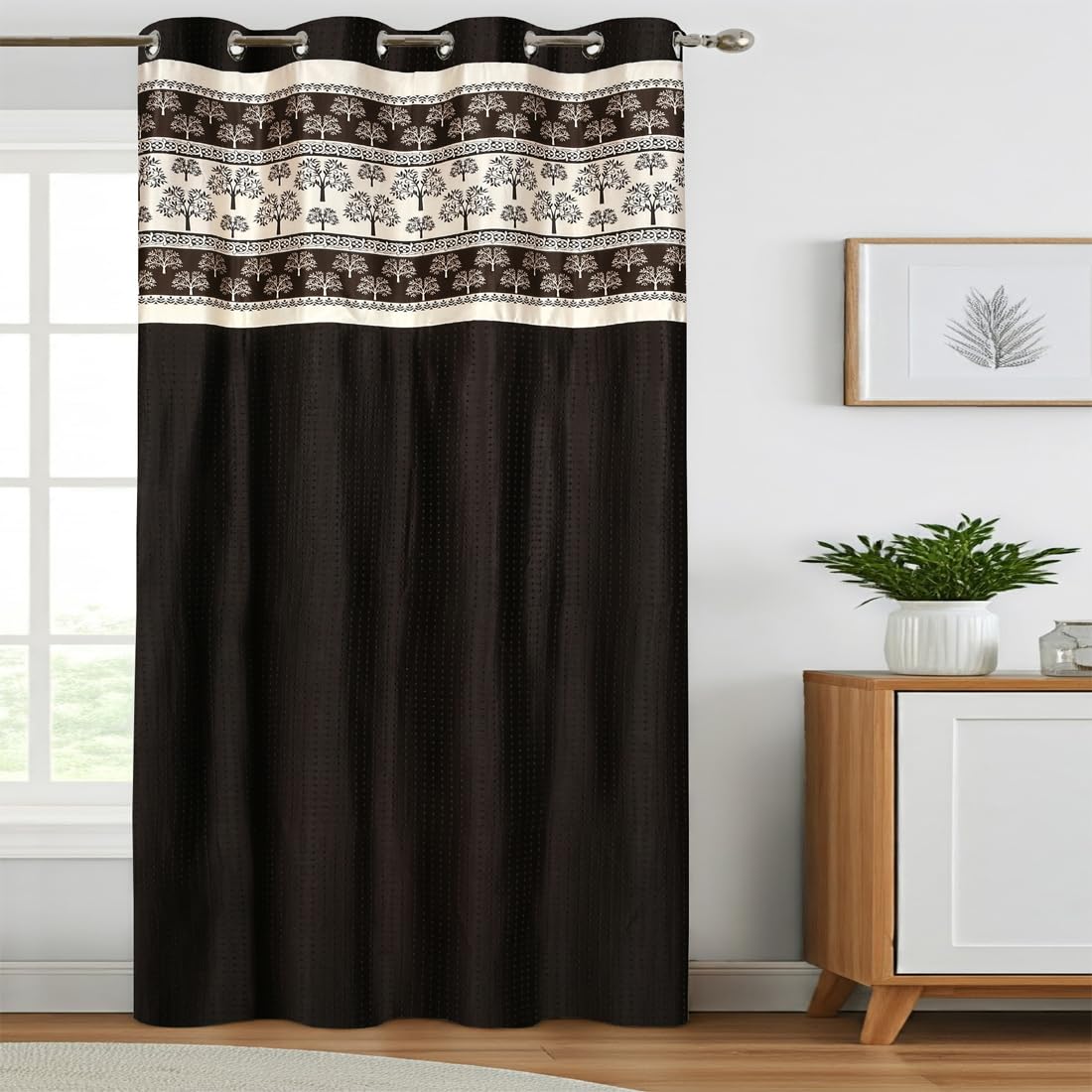 Jai BUN Room Darkening Premium Tree Printed Patch Printed 9 Ft Long Door Curtain for Living Room, Bed Room, Office, Pack of 1 Pc, Brown-picture-22