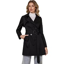 DIASHINY Women's Double Breasted Trench Coat Classic Lapel Windbreak Midi Slim OuterWear With Belt Buckle