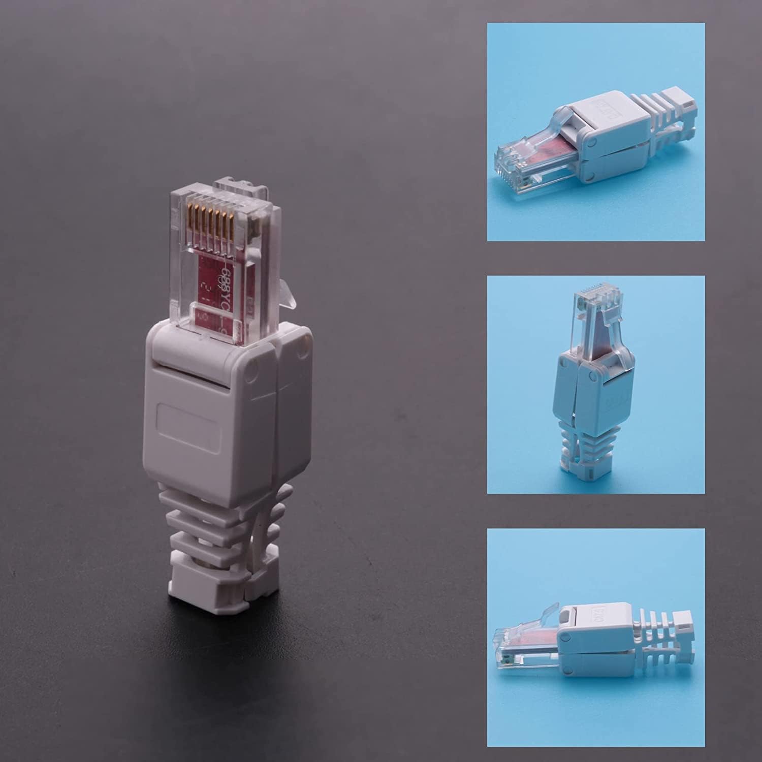 1pcs RJ45 connector for UTP CAT6A/CAT6/CAT5E, no crimper required internet RJ 45(Beige)