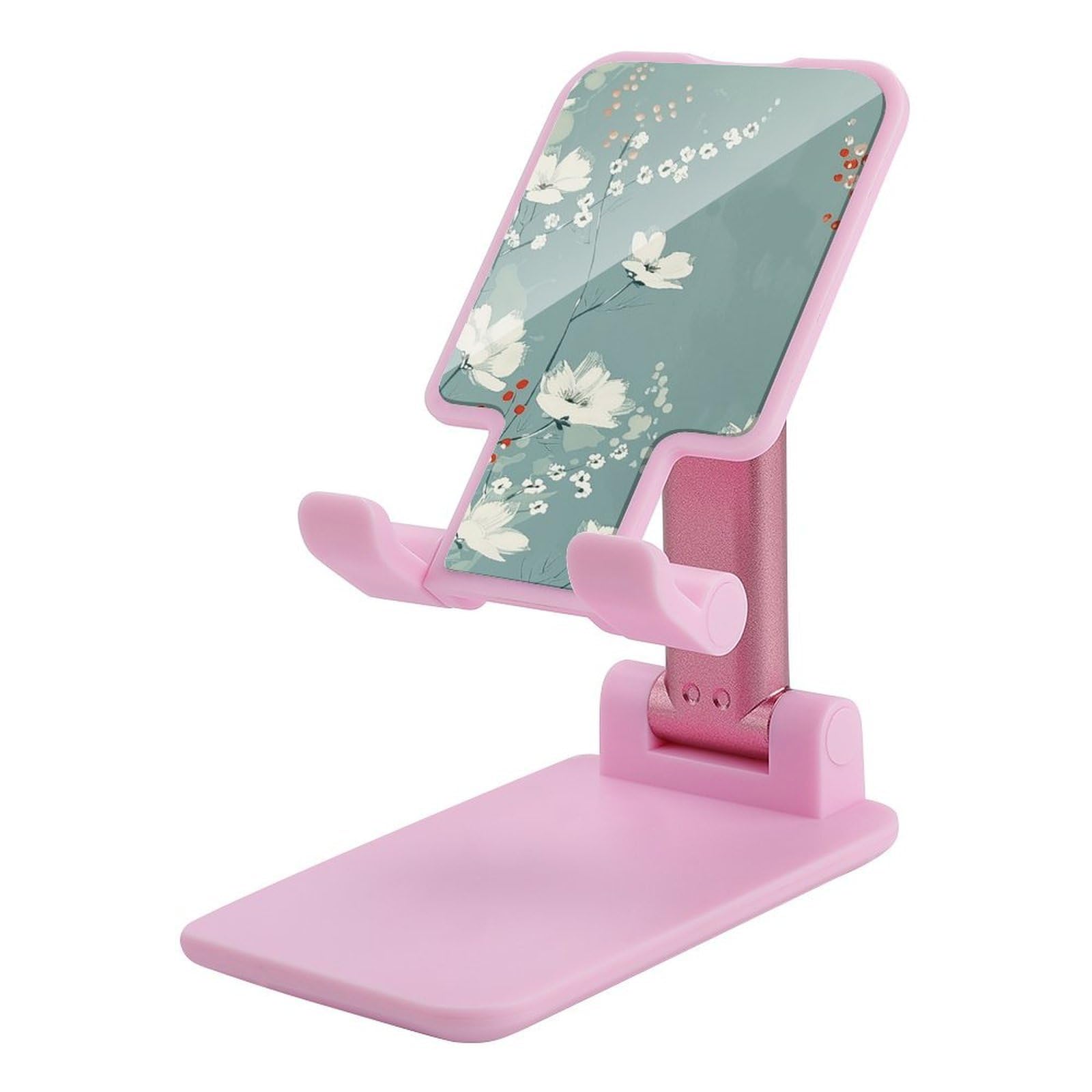 Support téléphone pliable fleurs cyan - Lit de bureau réglable iPhone Android