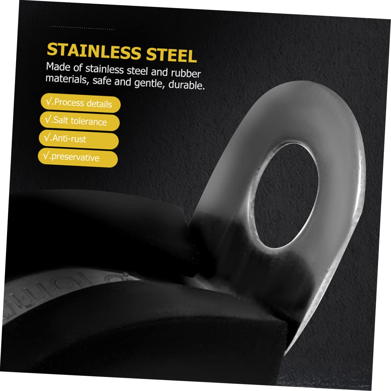 IWOWHERO 20pcs Rubber Clamp Tube Cable Clamps Cable Strap Tube Holder Clip Tube Holder Clamp Steel Wire Clamp Wire Rope Clamp Grips Cable Wire Clips Steel Hose Clamp Stainless Steel Black