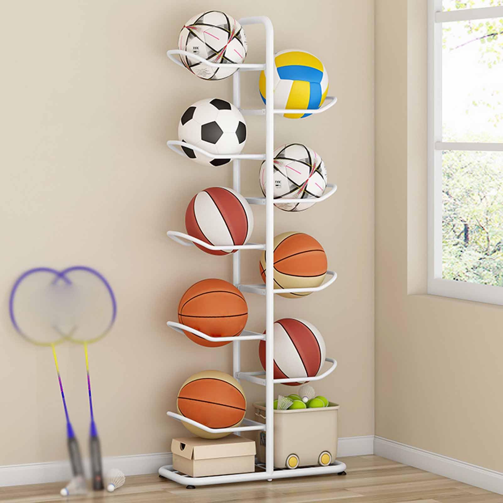 Ball-Aufbewahrungsregal, Basketball-Fußball-Ständerhalter, 5/7/9 Kapazität, vertikaler Präsentationsständer für die Aufbewahrung von Ballspielzeug