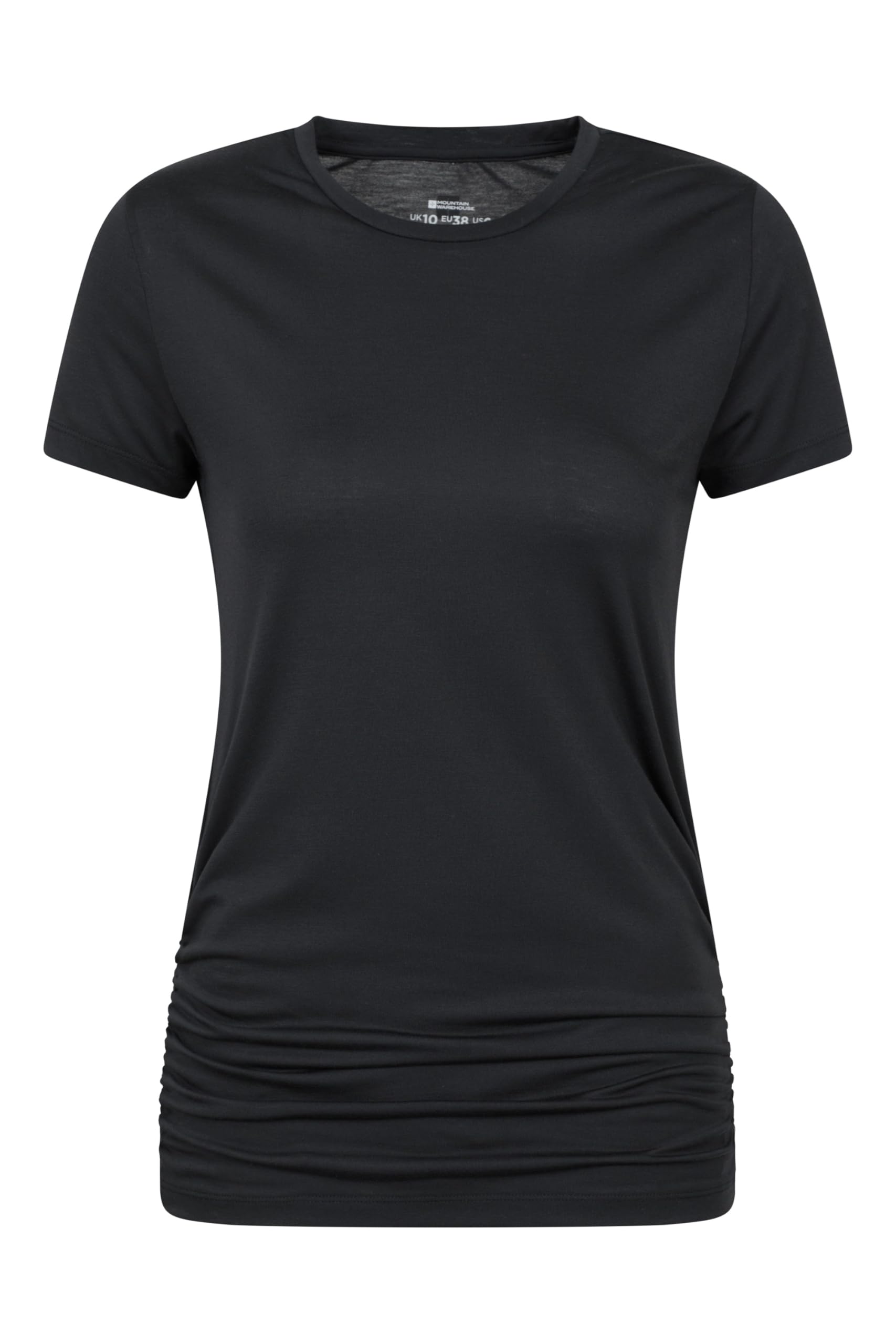 Mountain Warehouse Active Womens Ruched Longline T-Shirt - Lightweight, Quick Drying, Moisture Wicking, Ladies Tee Shirt - Spring, Summer, Outdoors, Travelling Black Women's Size 18
