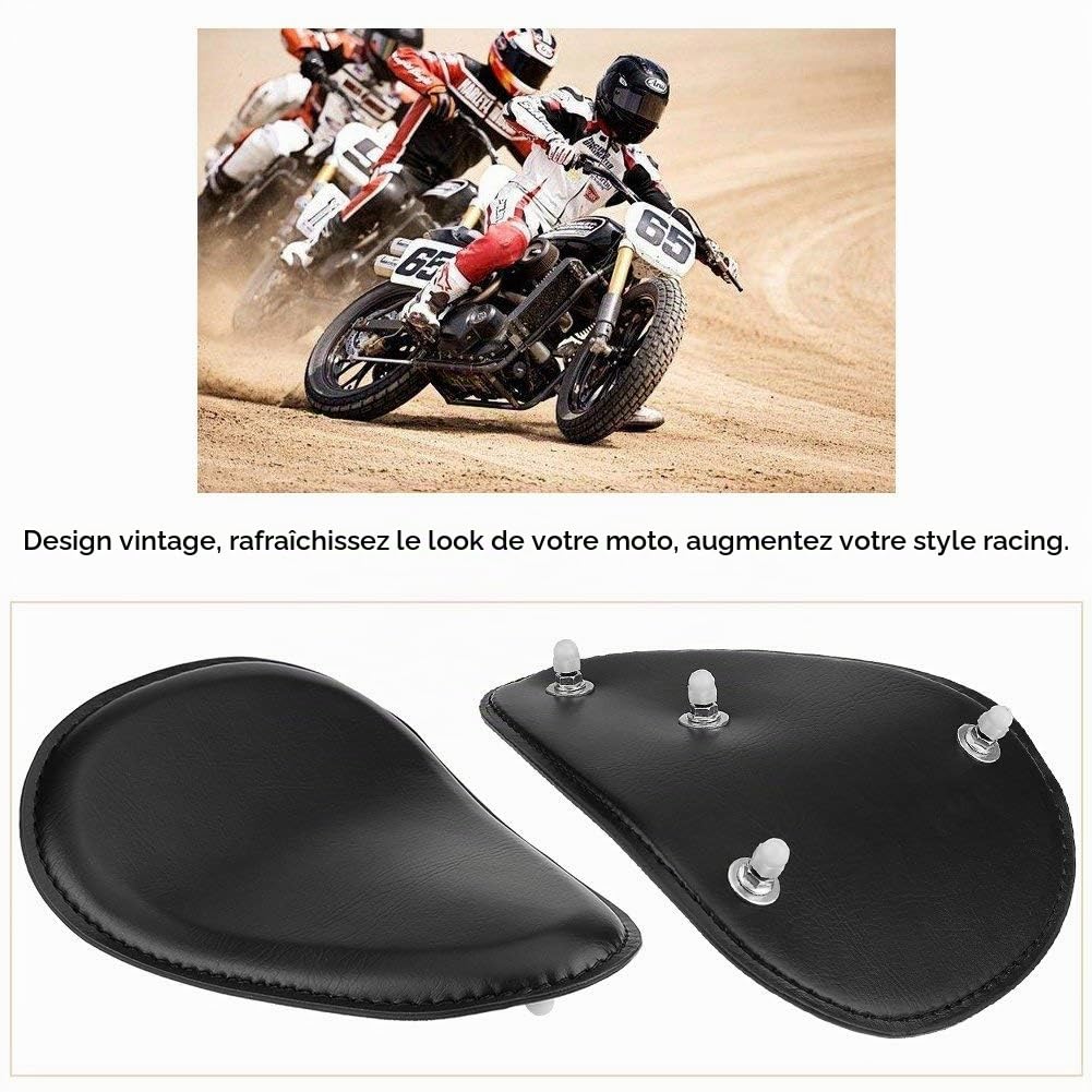 EBTOOLS Siège de moto en cuir noir, taille 31 x 25 cm, compatible avec Suzuki, Bobber, Chopper