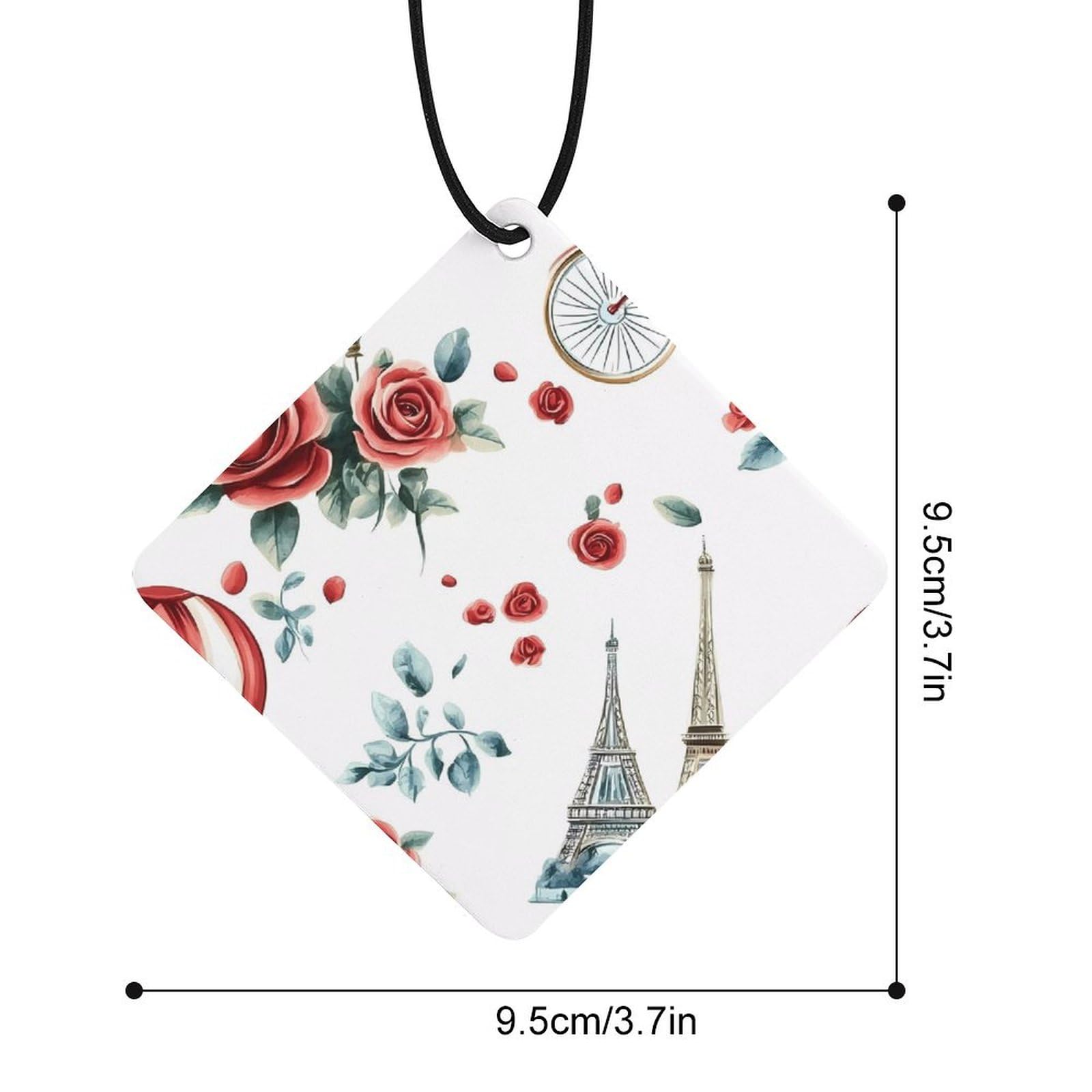 Eiffel Tower Paris Flowers Bicycle Car Air Freshener Hanging Aromatherapy Tablets for Car Accessories Rhombus