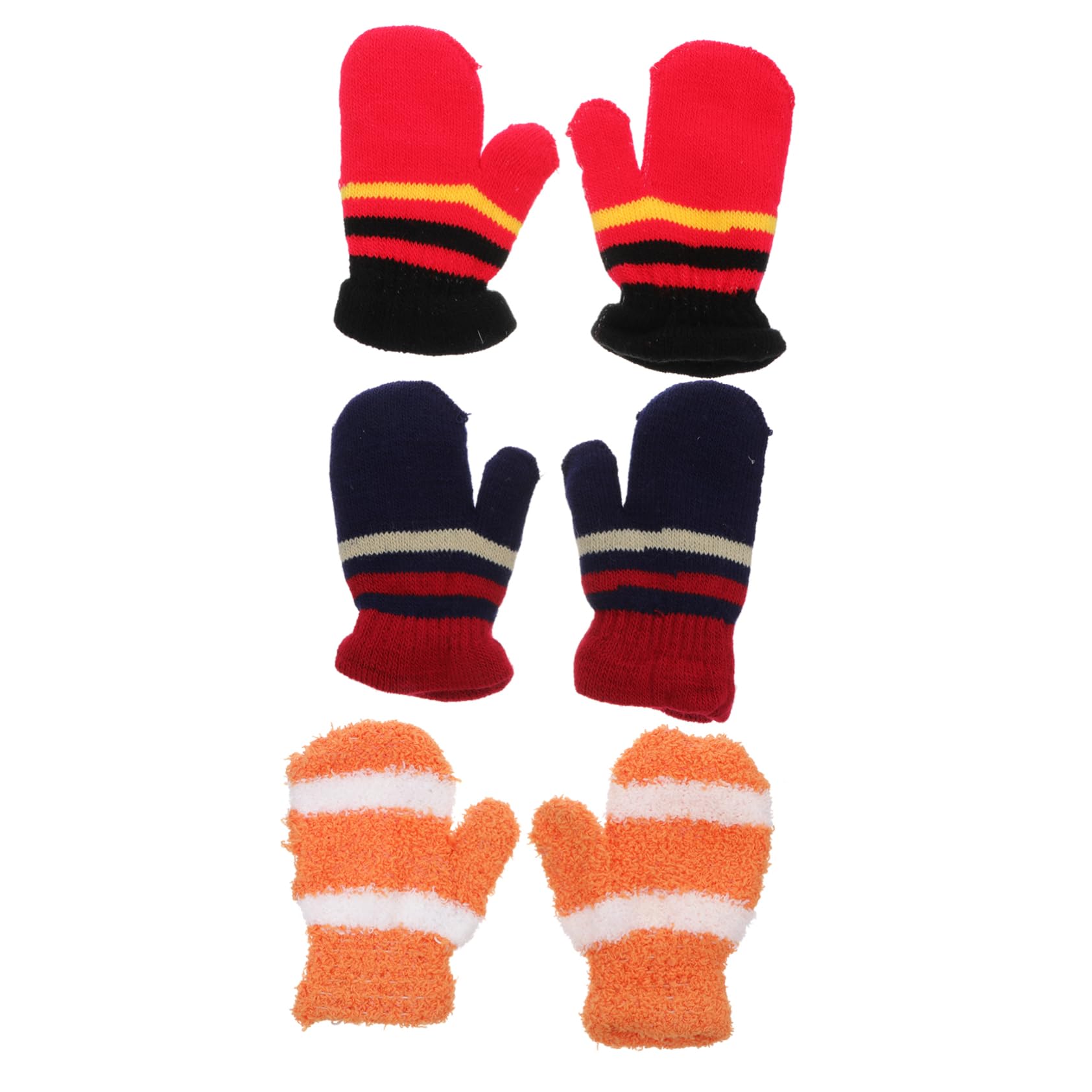 LIFKOME Thermal Gloves for Children 3 Sets Winter Warm Gloves Knitting 1-7 Years Old Thicken