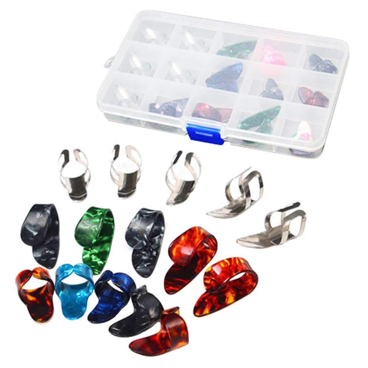 15pcs Finger Picks Zither Thumb Pick Celluloid Picks Flat Thumbpicks Nail Chewer Stop Gitarre Instrument Musical Instrument Finger Protectors Guitar