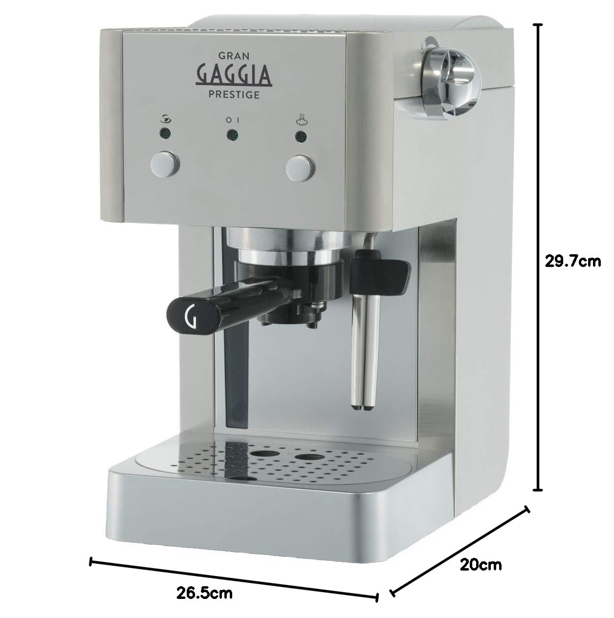 Gaggia RI8427/11 GranGaggia Prestige - Macchina da Caffè Espresso Manuale, per Macinato e Cialde, Argento, 1025W