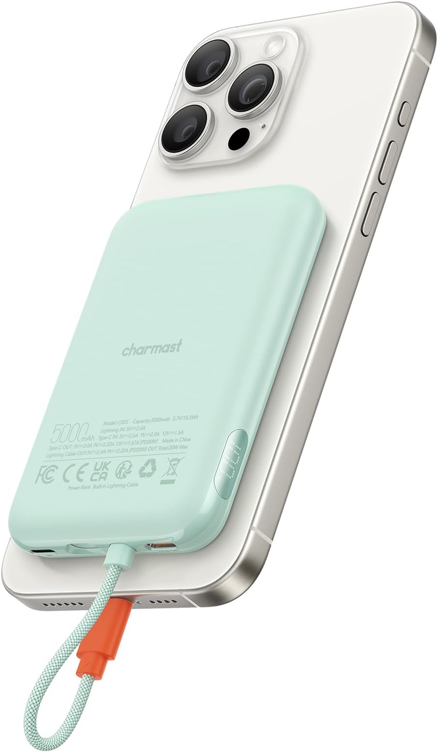 Amazon.com: Charmast Slim Portable Charger, 5000mAh Fast Charging Power Bank Built in for iPhone 