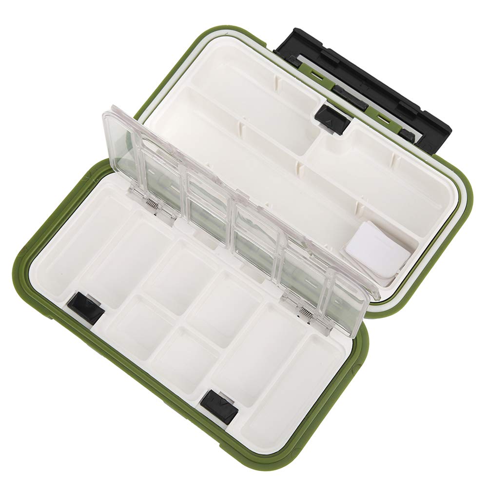 Jelquix Portable Fishing Tackle Box with Movable Compartments Versatile Storage Case for Anglers ABS 16x9x5cm (Green)