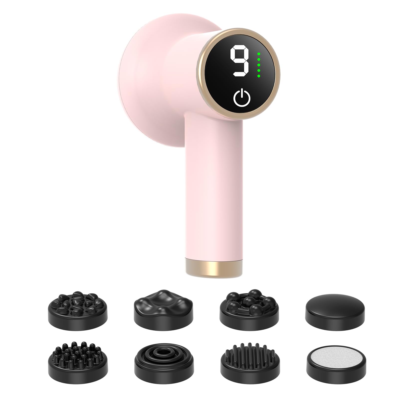 Kabelloses Anti-Cellulite Massagegerät mit 9 Vibrationsstufen & 8 Köpfen, Wiederaufladbar Handmassagegerät für Arme - Hautstraffung, Cellulite-Reduktion & Blutzirkulation - Rosa