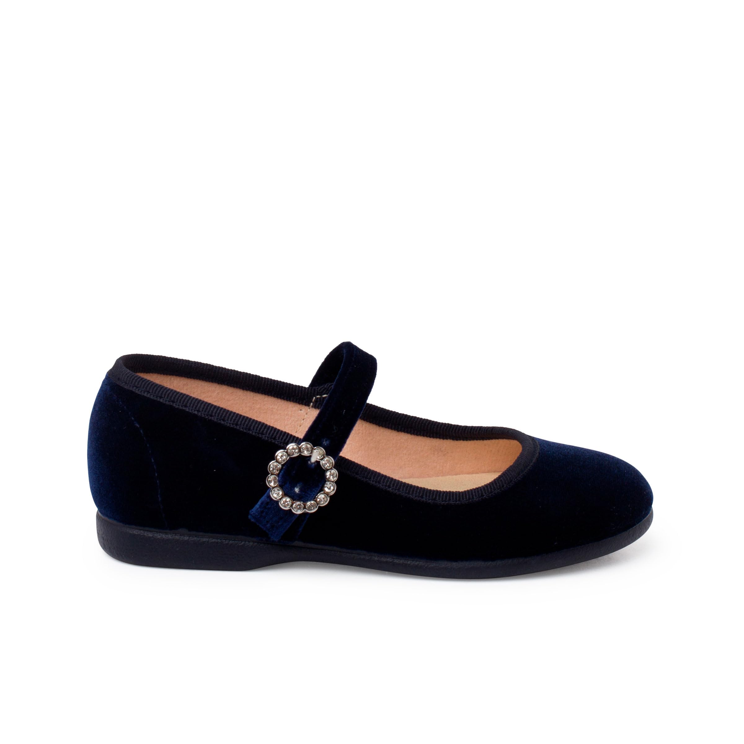 Pisamonas Merceditas Terciopelo Hebilla Joya Talla 25 en Color Azul Marino