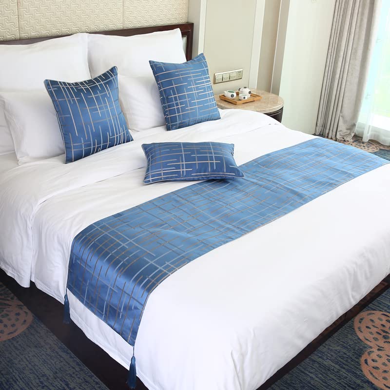 Nordic Blue Jacquard Bettläufer 45x240cm Home Decor Home Hotel Bettläufer